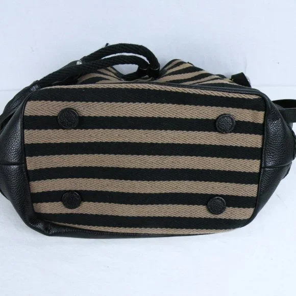 RARE Brighton Alder Black & Taupe Striped Leather Tassel Shoulder Crossbody Bag - Picture 8 of 10